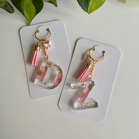 Light Pink Daisy Initial Keychain