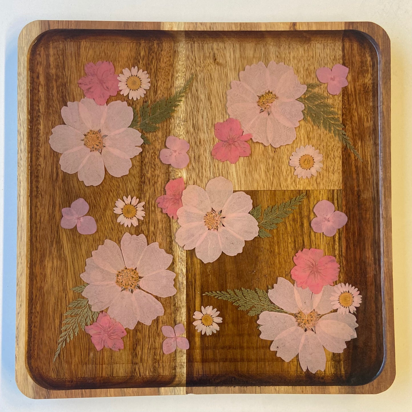 Square Wood Floral Tray