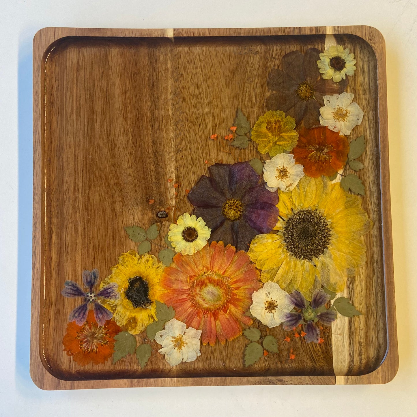 Square Wood Floral Tray