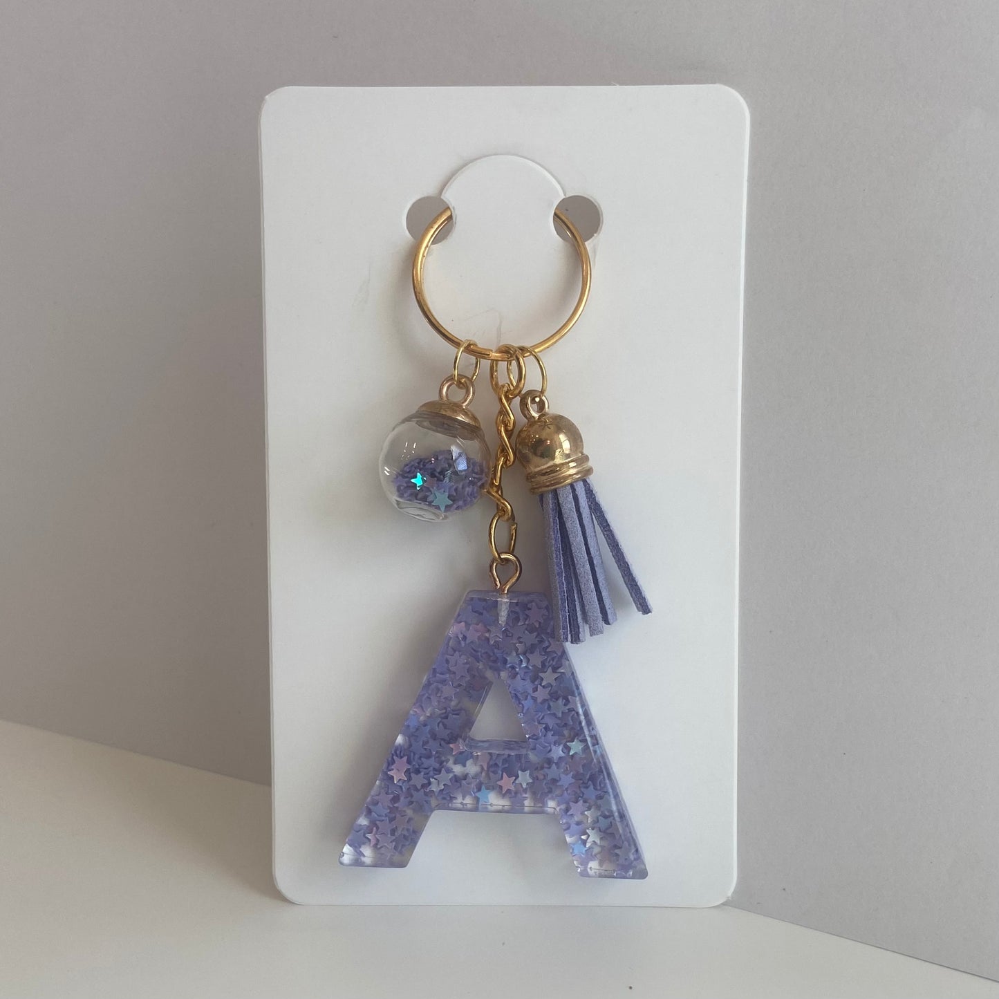 Lavender Star Initial Keychain