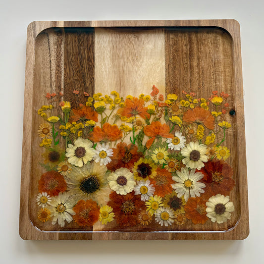 Square Wood Floral Tray