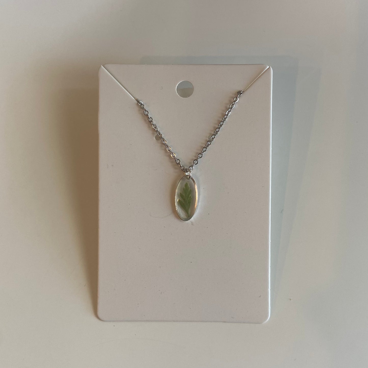 Silver Oval Greenery Necklace