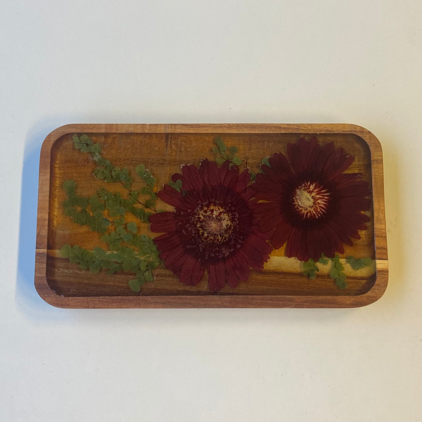 Small Rectangle Wood Floral Tray