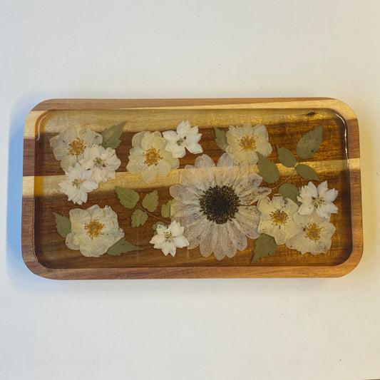 Small Rectangle Wood Floral Tray