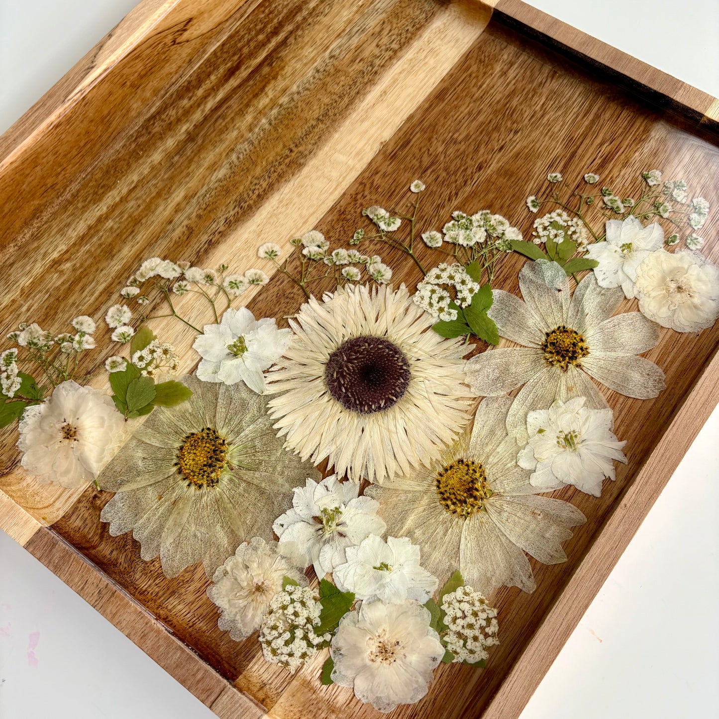 Square Wood Floral Tray