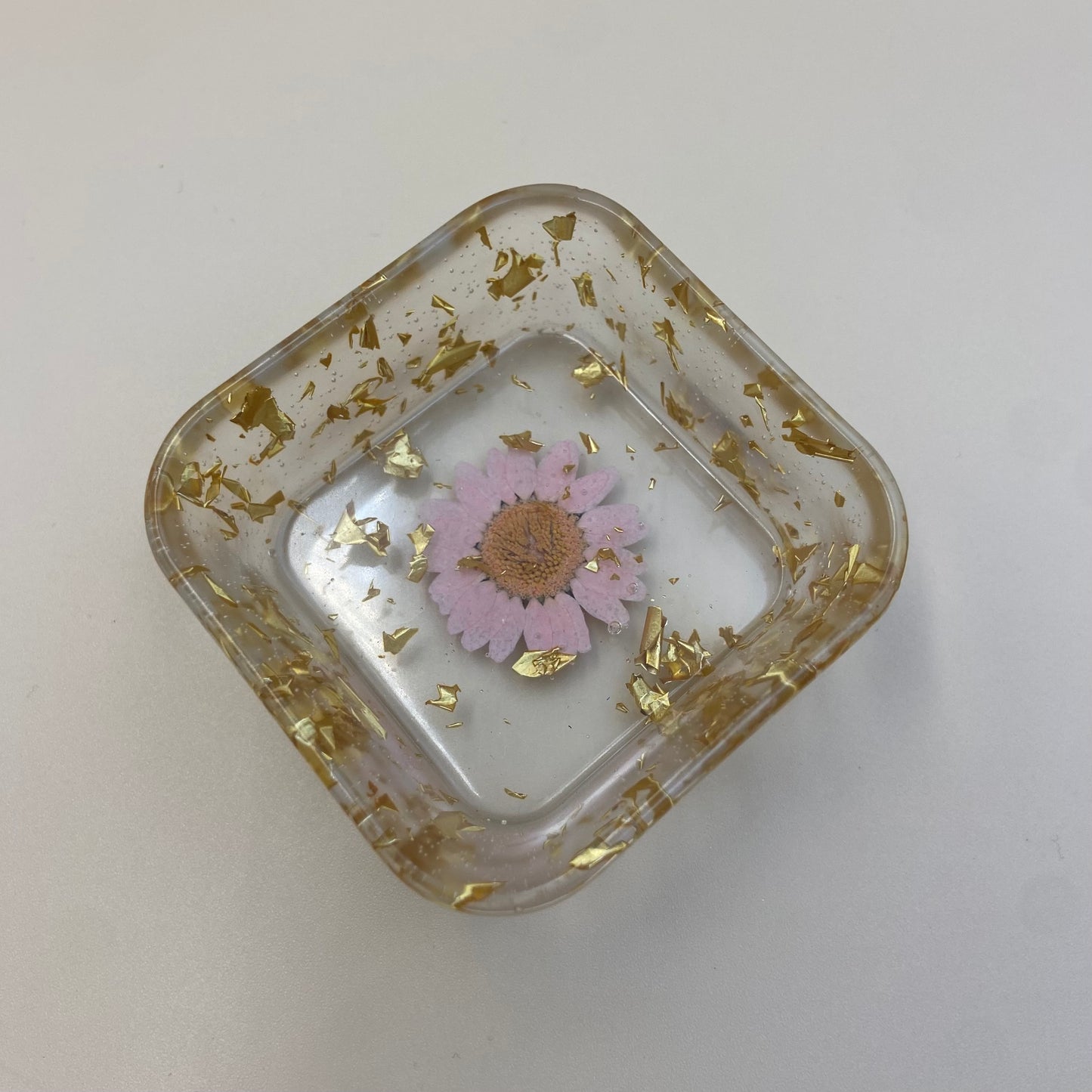 Light Pink Gold Flower Square Dish