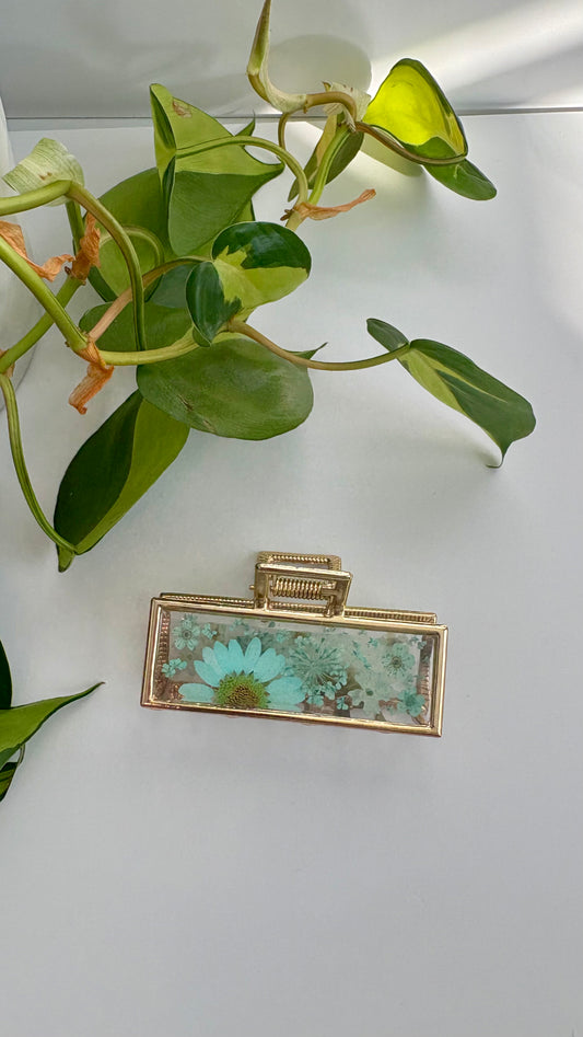 Teal Gold Claw Clip