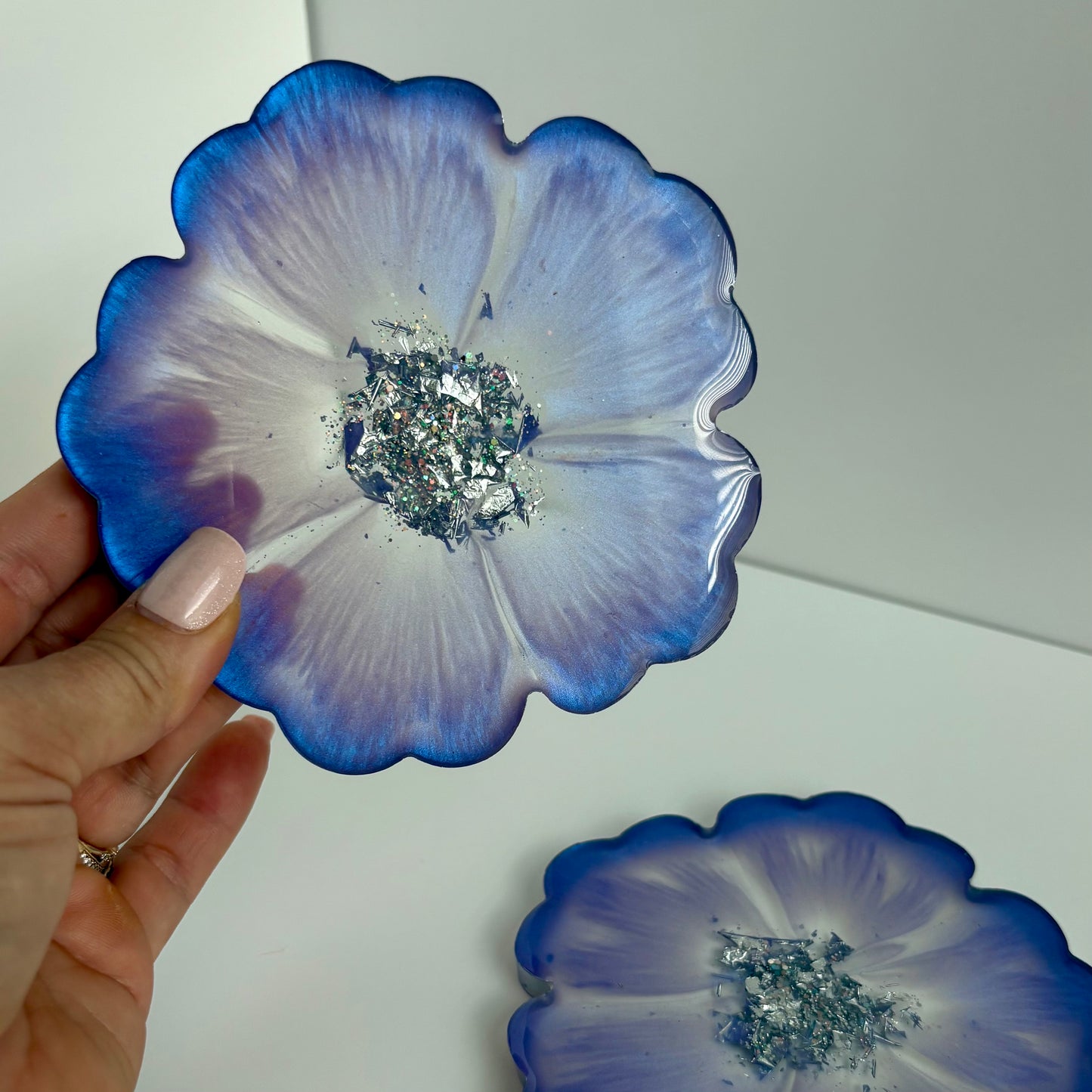 Pink & Silver Flower Coaster