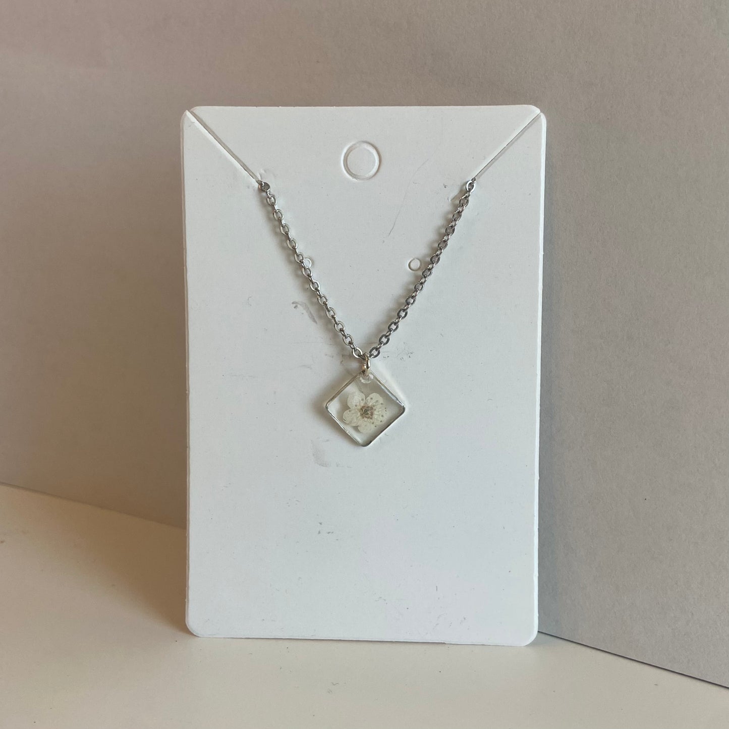 Silver Diamond Flower Necklace