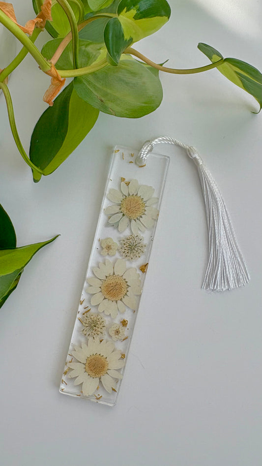 White Floral Bookmark