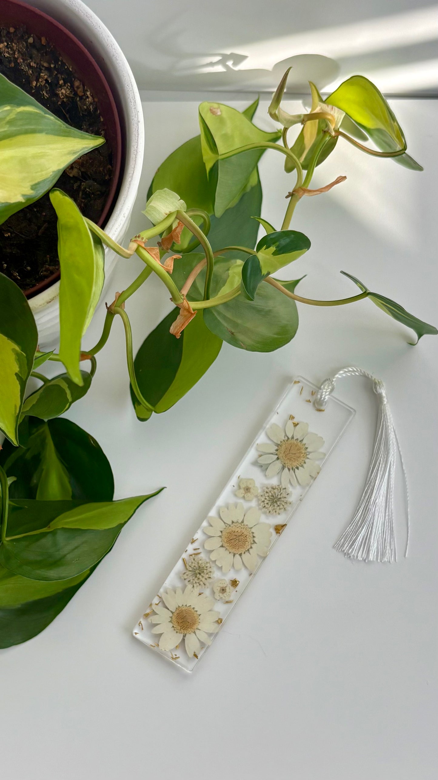 White Floral Bookmark