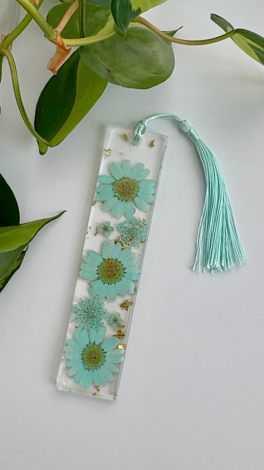 Teal Floral Bookmark