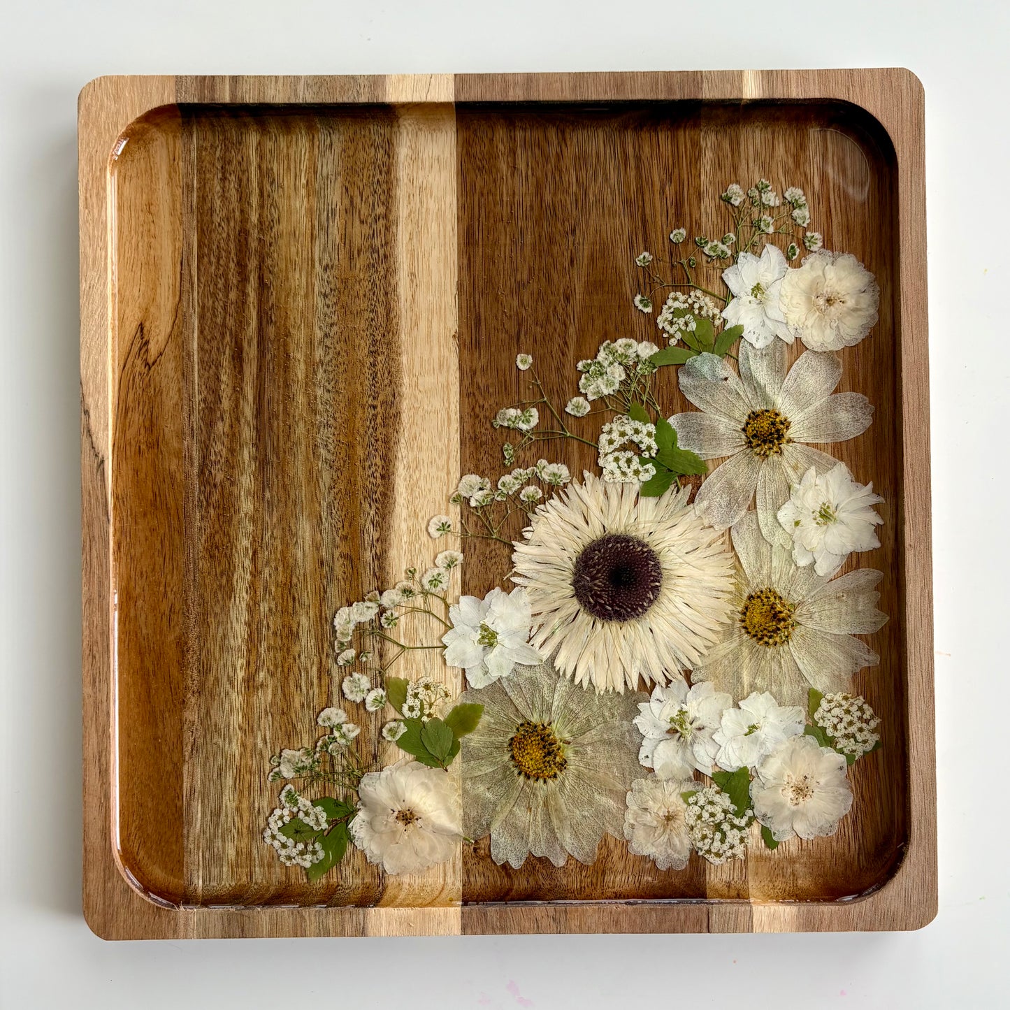 Square Wood Floral Tray