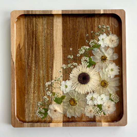 Square Wood Floral Tray
