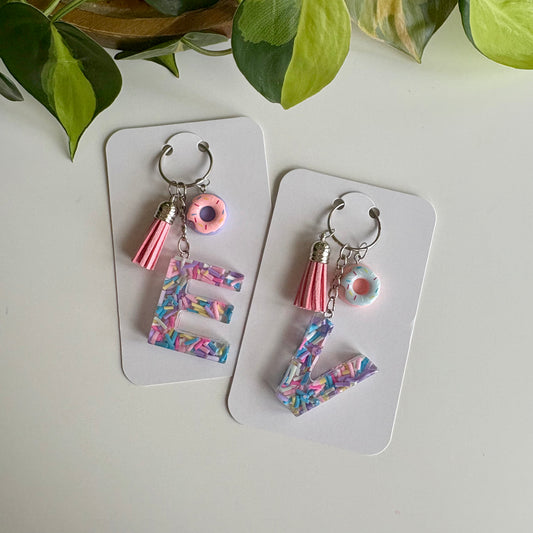 Donut Sprinkle Initial Keychain
