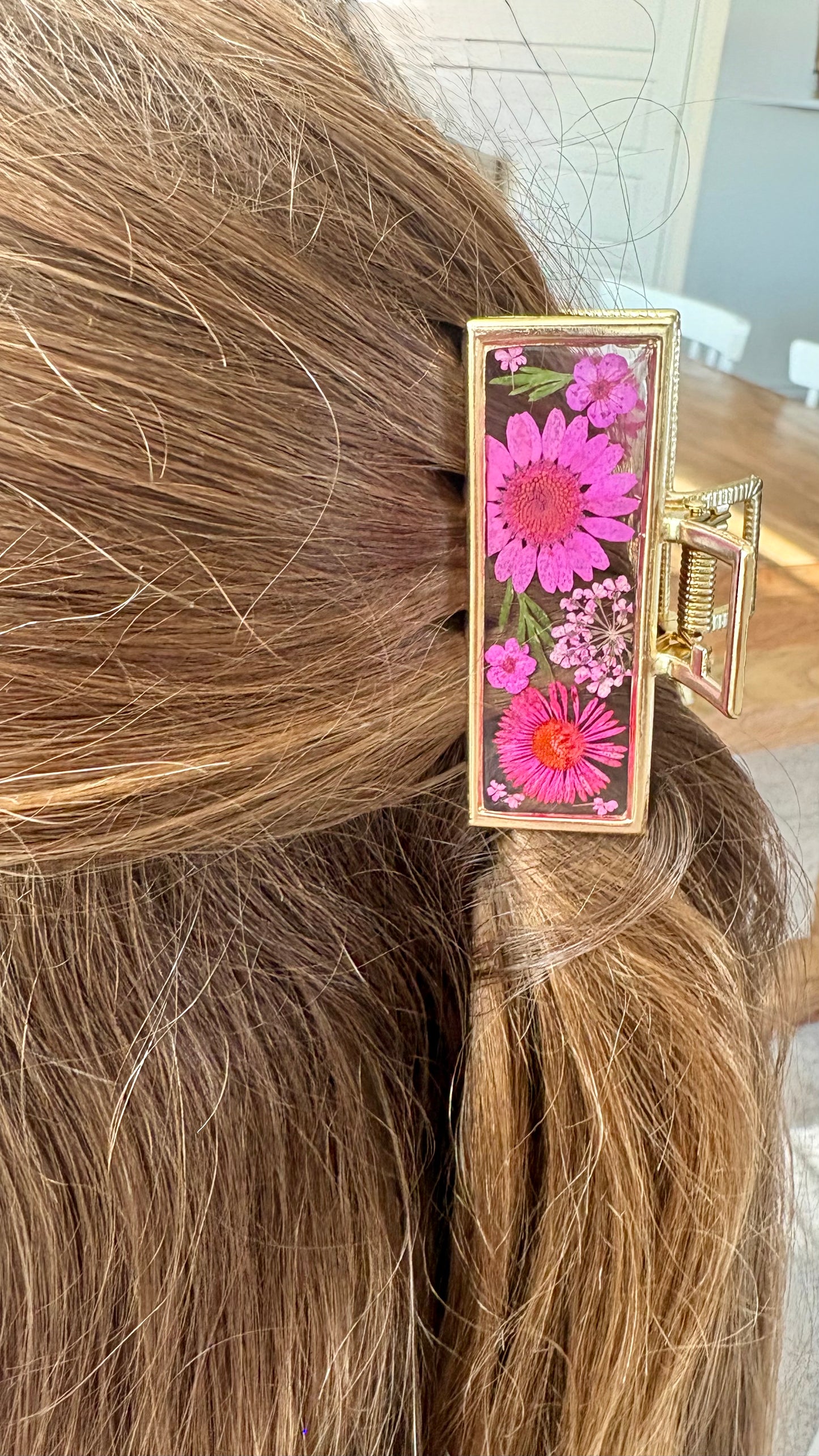 Hot Pink Gold Claw Clip