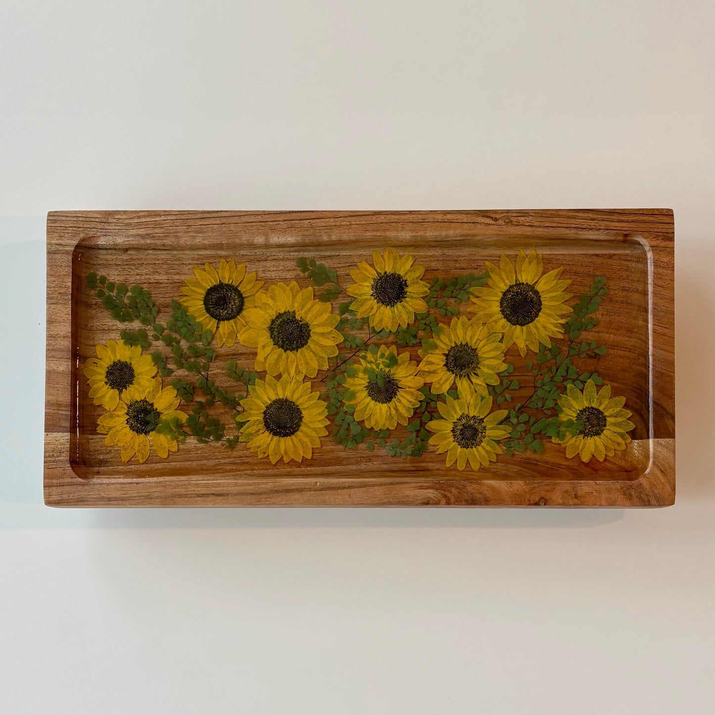 Rectangle Raised Wood Floral Tray