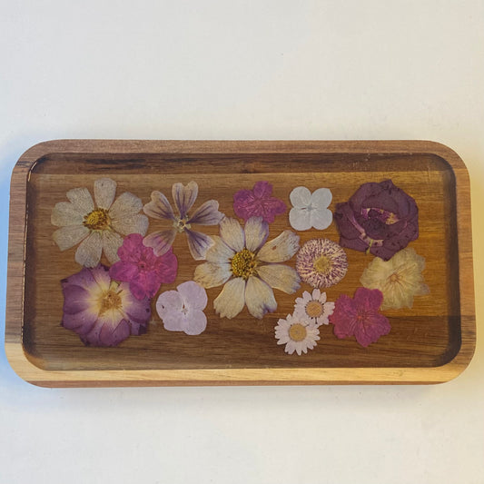 Small Rectangle Wood Floral Tray