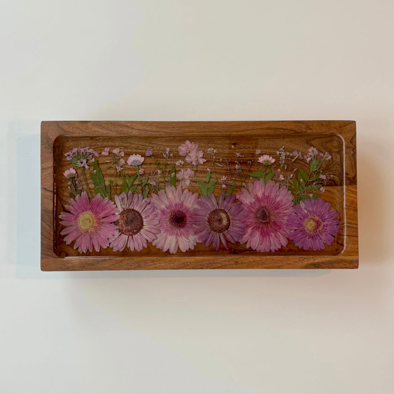 Rectangle Raised Wood Floral Tray