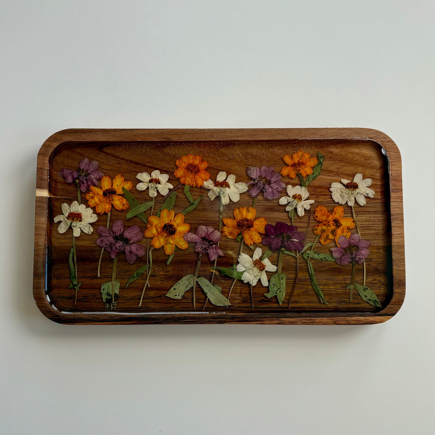 Small Rectangle Wood Floral Tray