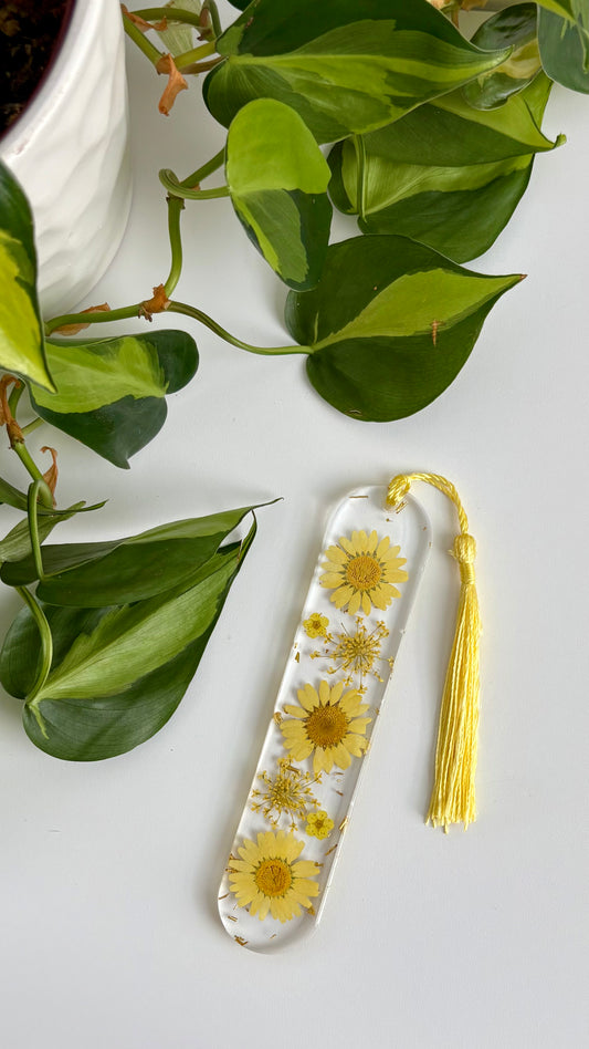 Yellow Floral Curved Bookmark