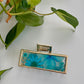 Teal Blue Gold Claw Clip