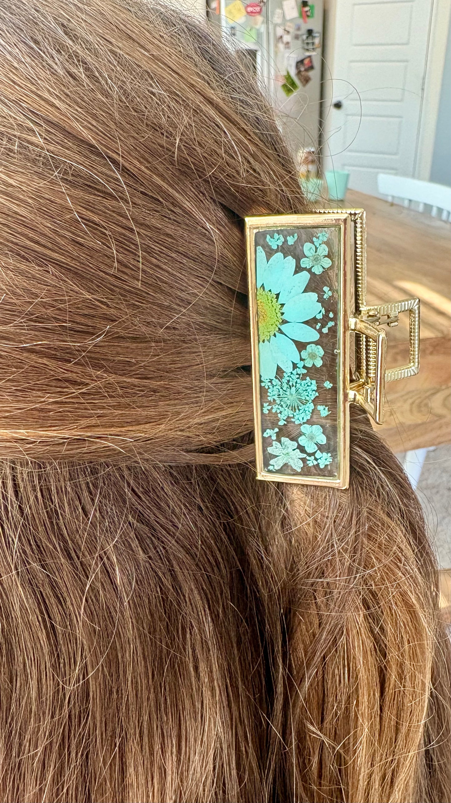 Teal Gold Claw Clip