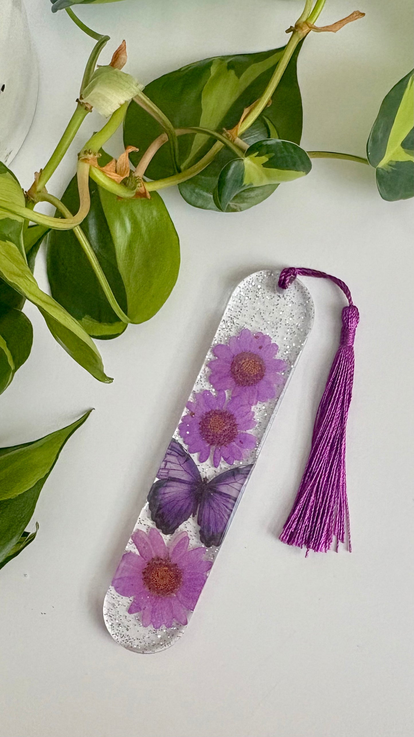Purple Floral Butterfly Bookmark