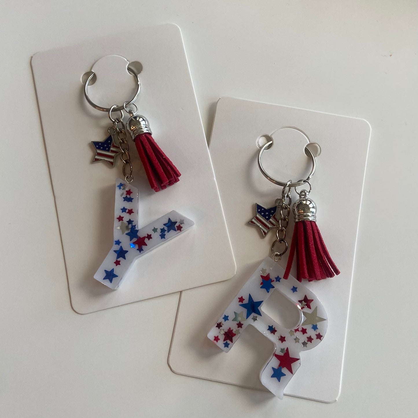 Patriotic Initial Keychain