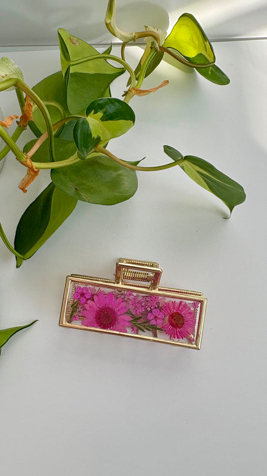 Hot Pink Gold Claw Clip