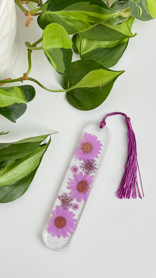 Purple Floral Curved Bookmark