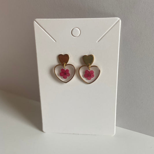 Small Heart Flower Earrings