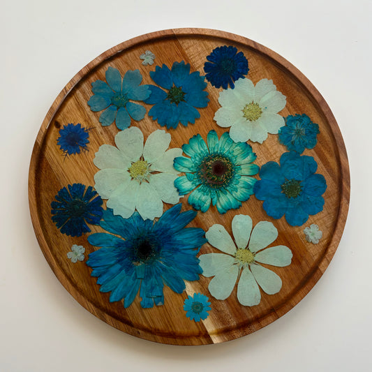 Round Wood Floral Platter