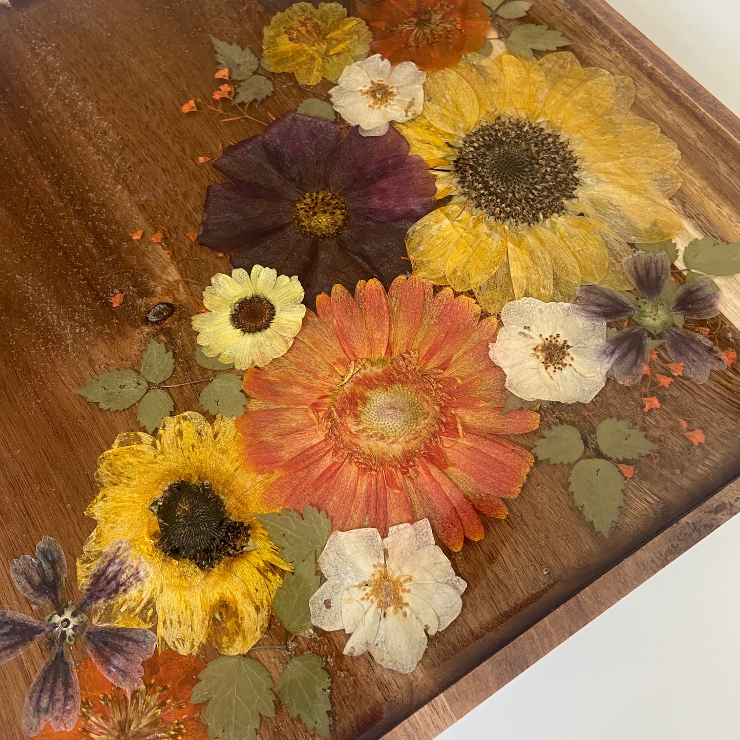 Square Wood Floral Tray