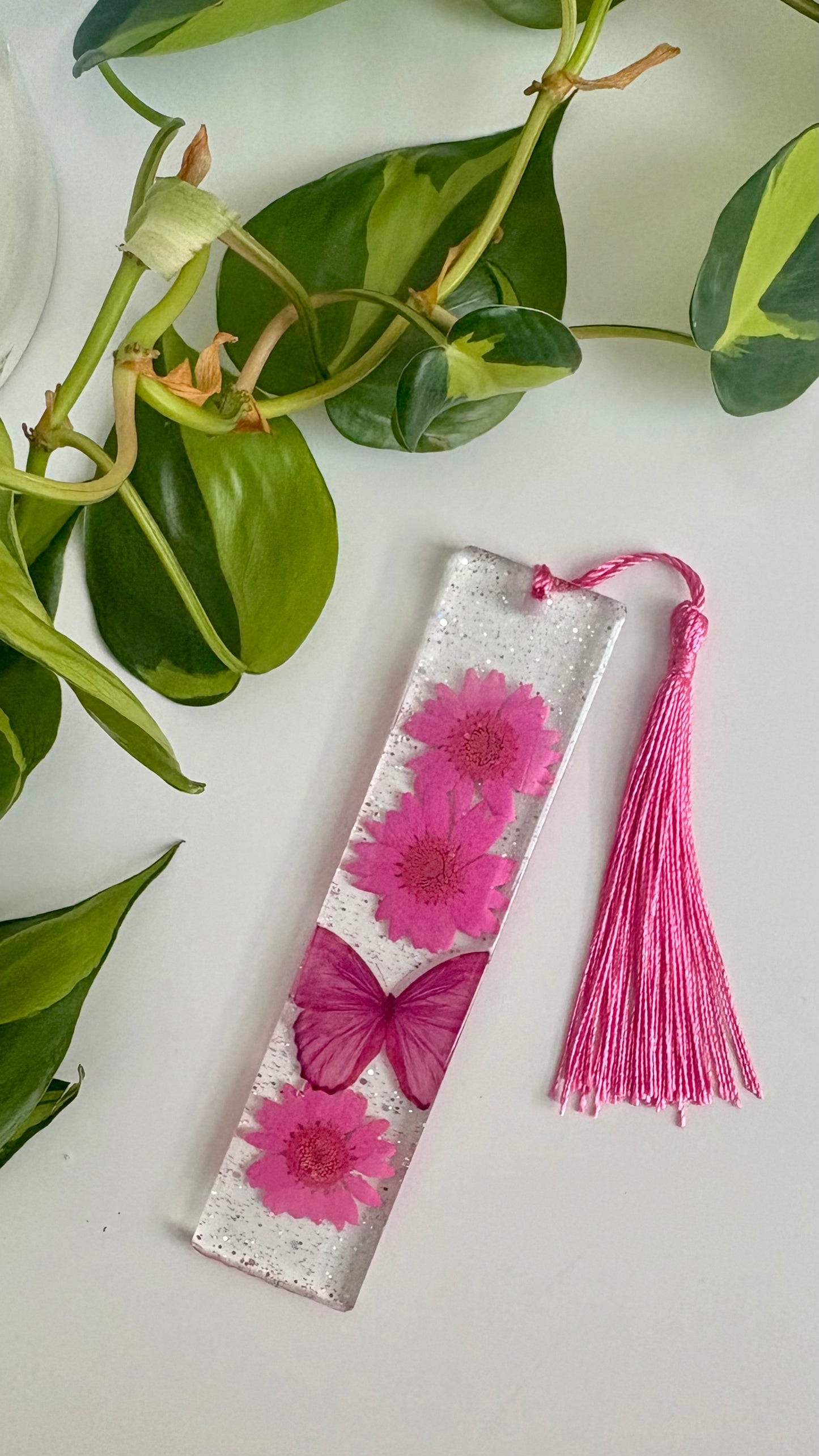 Hot Pink Floral Butterfly Bookmark