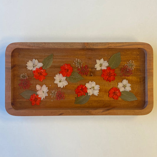 Large Rectangle Wood Floral Tray