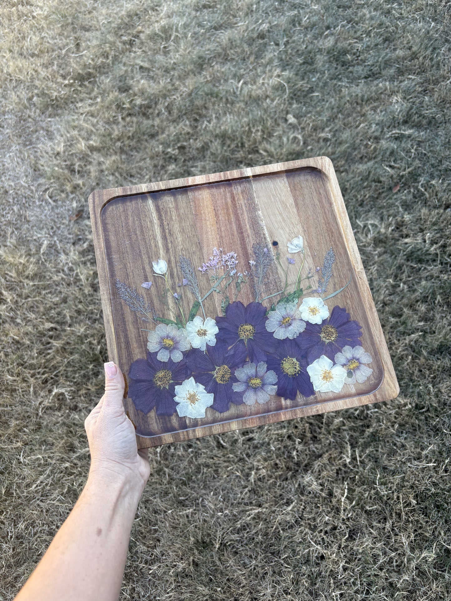 Square Wood Floral Tray