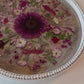 Beaded Round Wood Floral Tray