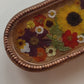 Oval Beaded  Raised Wood Floral Tray