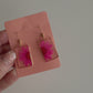 Small Hot Pink Rectangle Daisy Earrings