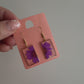 Small Purple Rectangle Daisy Earrings